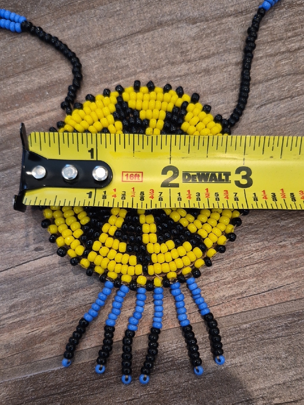 Vtg Seed Bead Medallion Pendant Necklaces, Blue, Green Yellow, & Black - Picture 13 of 13